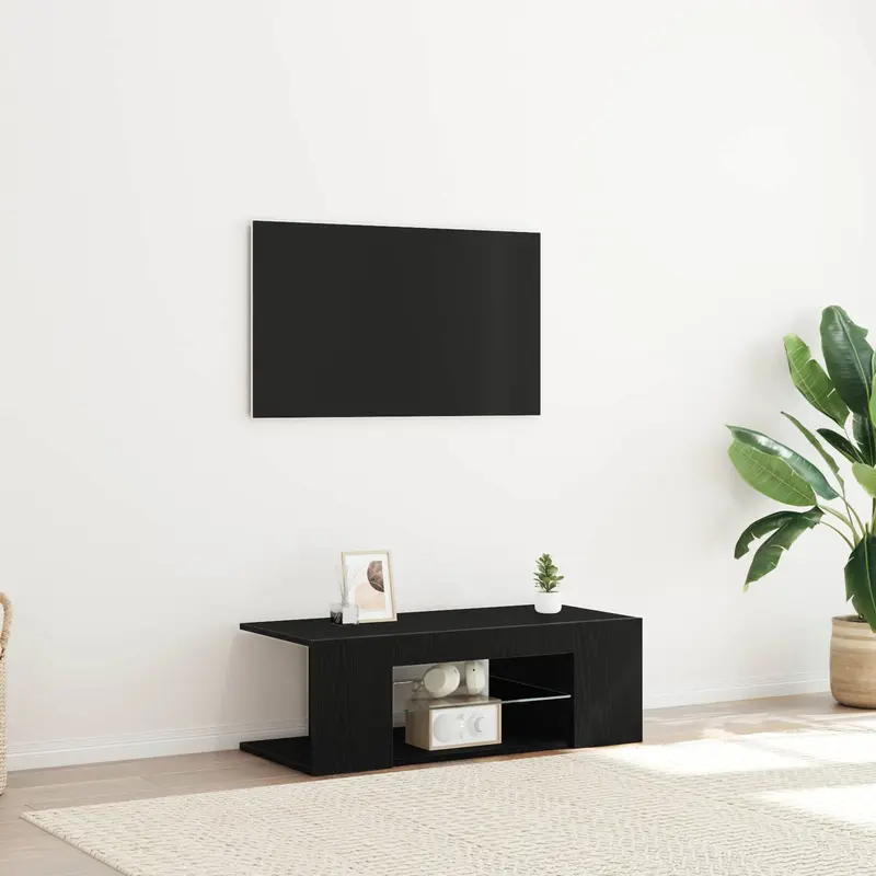 Mueble de TV Roble Negro 90 x 39 x 30 cm Madera de ingeniería