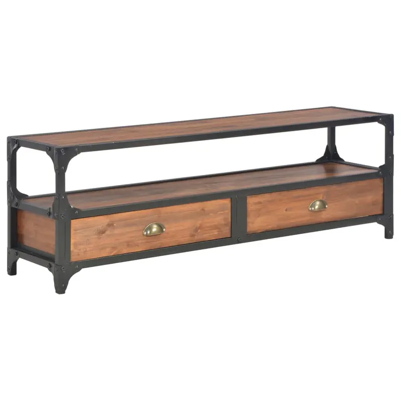 Mueble para TV con 2 cajones madera maciza de pino 120x30x40 cm