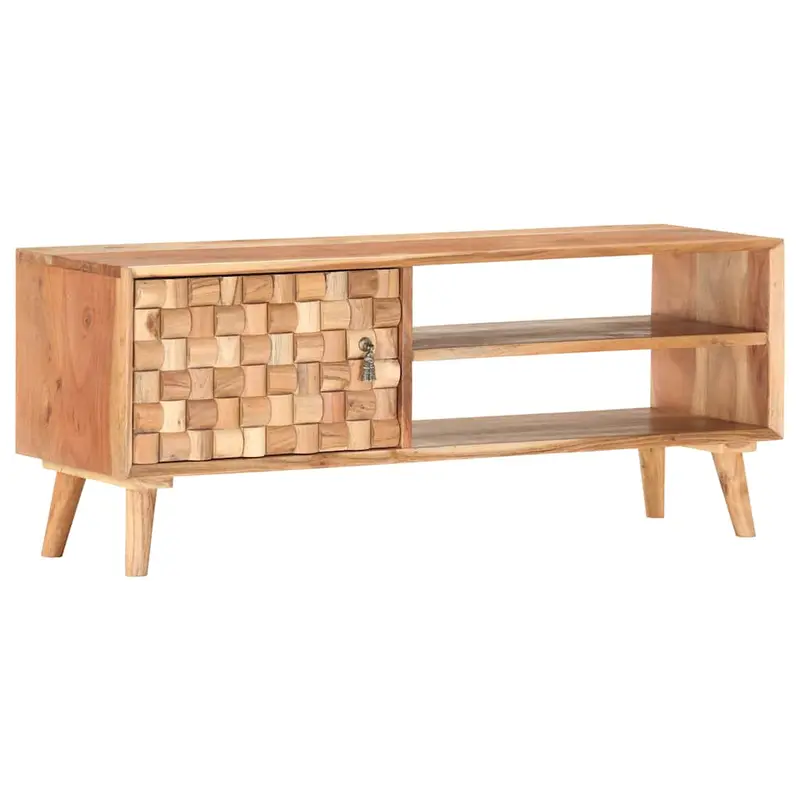 Mueble para TV de madera maciza de acacia 100x30x40 cm