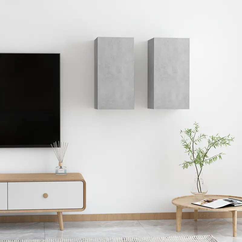 Mueble para TV de pared 2 pcs gris hormigón 30.5 x 30 x 60 cm