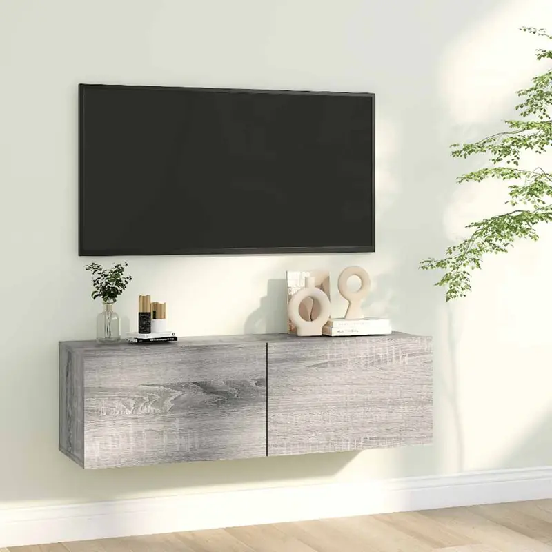 Mueble para TV madera contrachapada gris Sonoma 100x30x30 cm