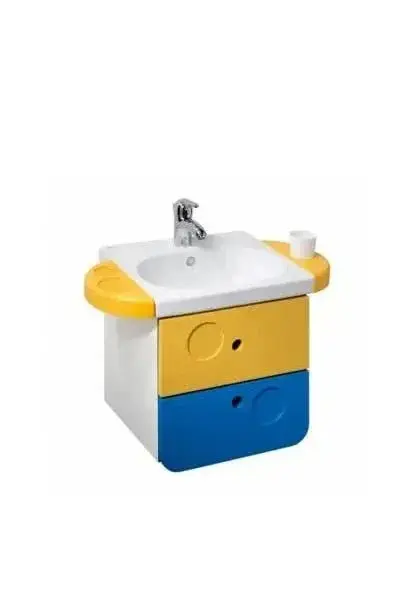 Mueble Suspendido 40 cm WCKids Unisan MDF Blanco Azul Amarillo con Lavabo
