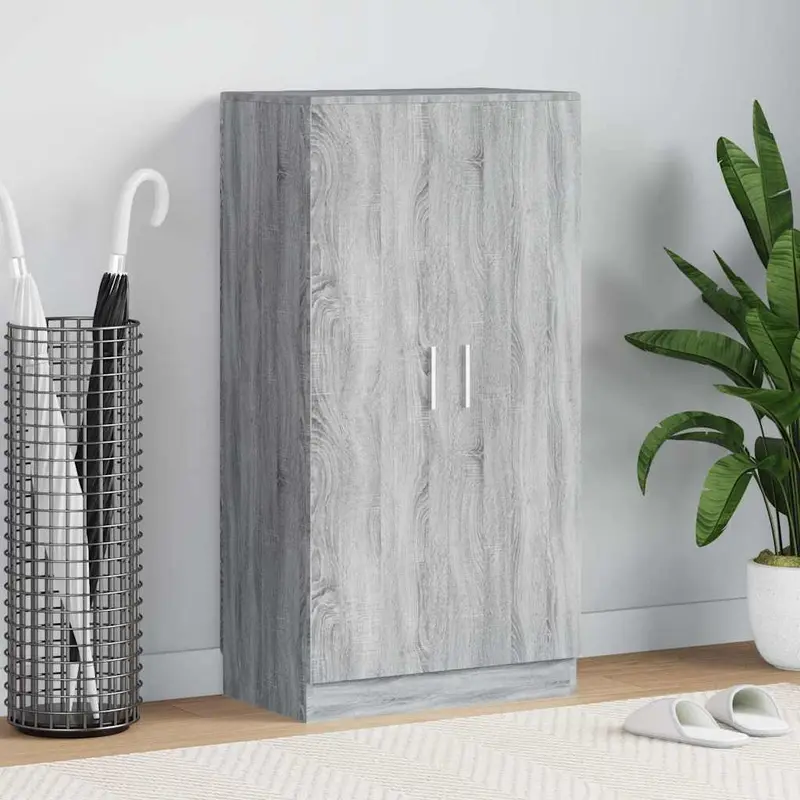 Mueble zapatero madera contrachapada gris Sonoma 55x35x108 cm
