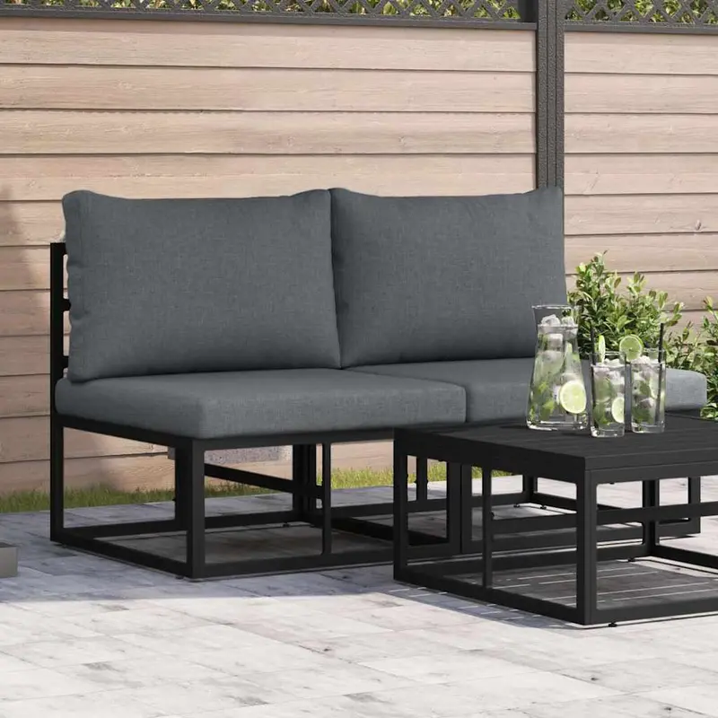 Muebles de Exterior 2 Pieza Negro y Antracita 70 x 71,5 x 71 cm