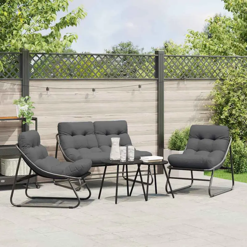 Muebles de jardín 3 pcs Negro Acero con revestimiento en polvo