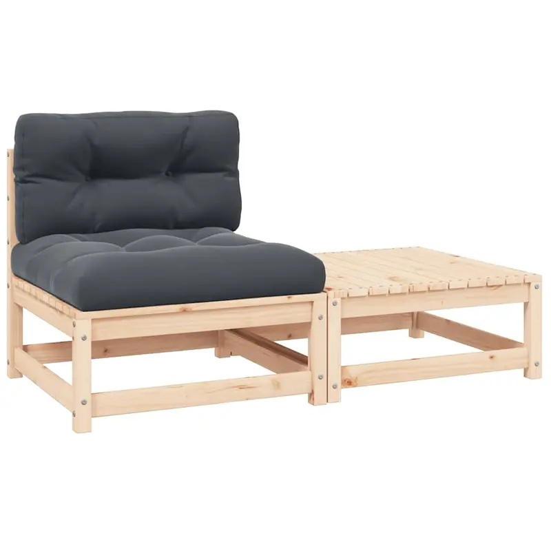 Muebles de jardín 3 piezas con cojines madera de pino maciza