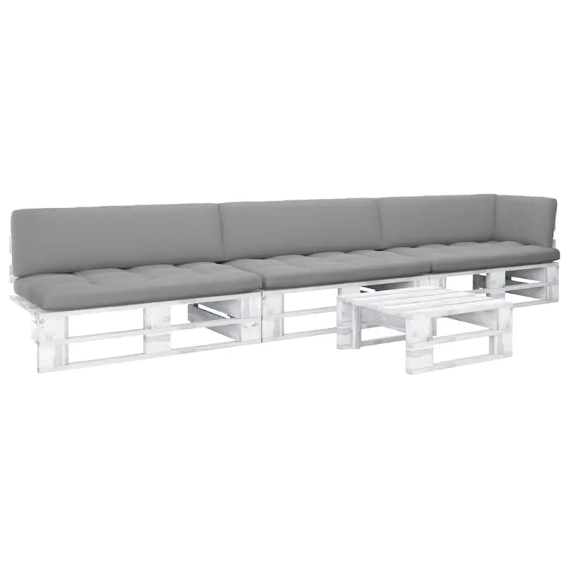 Muebles de palés 4 pzas y cojines madera pino impregnada blanco