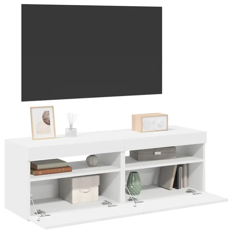 Muebles de TV con luces LED 2 uds blanco 60x35x40 cm
