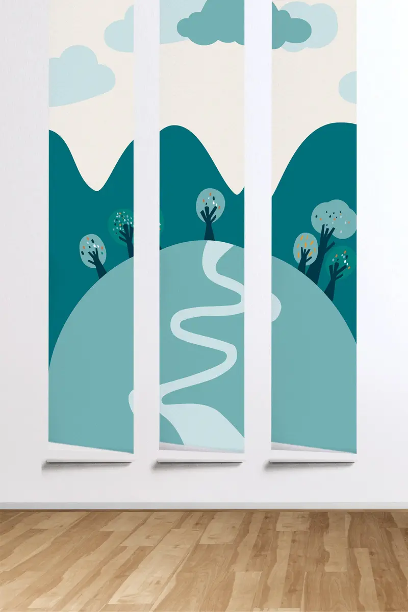 Mural Infantil papel pintado Montañas