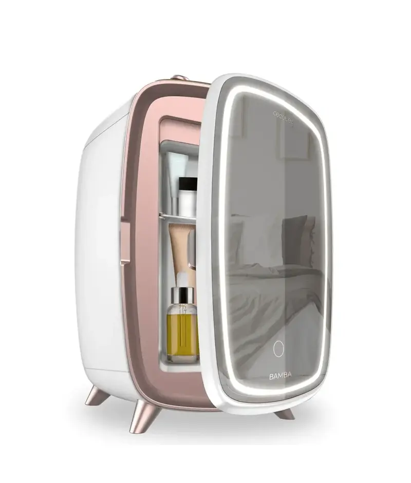 Nevera de Cosméticos 6L con Espejo y Luz LED para Belleza Fresca y Organizada de Cecotec