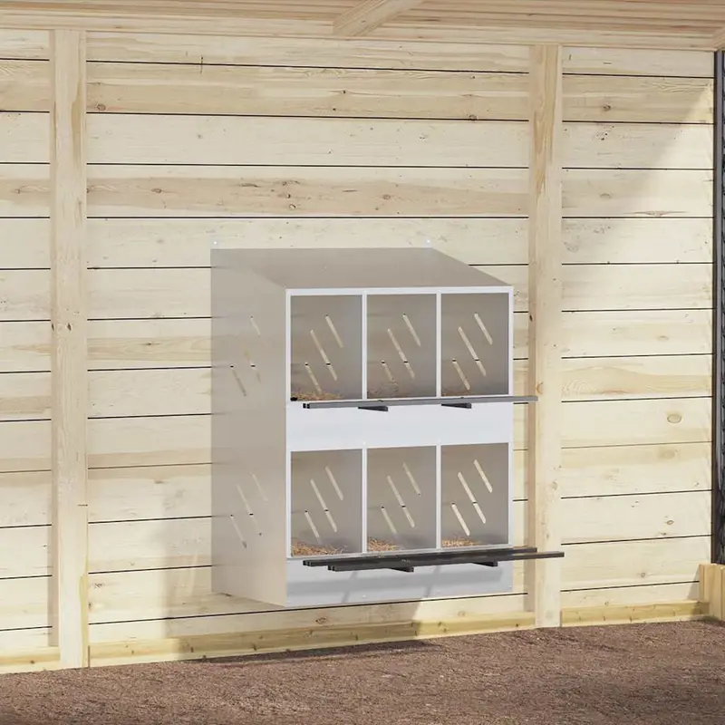 Nido para gallinas con 6 compartimentos plateado galvanizado