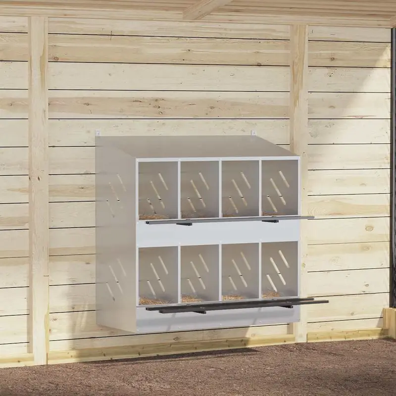Nido para gallinas con 8 compartimentos plateado galvanizado
