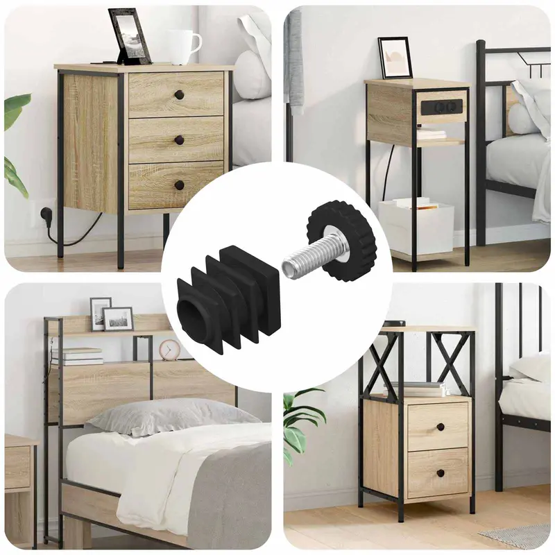 Niveladores para Muebles Ajustable 12 pcs Negro M6 PP