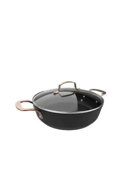 Olla baja de 4,1 l y 28 cm de diámetro hecha en aluminio y revestimiento de teflón con tapa polka fantasy golden de Cecotec
