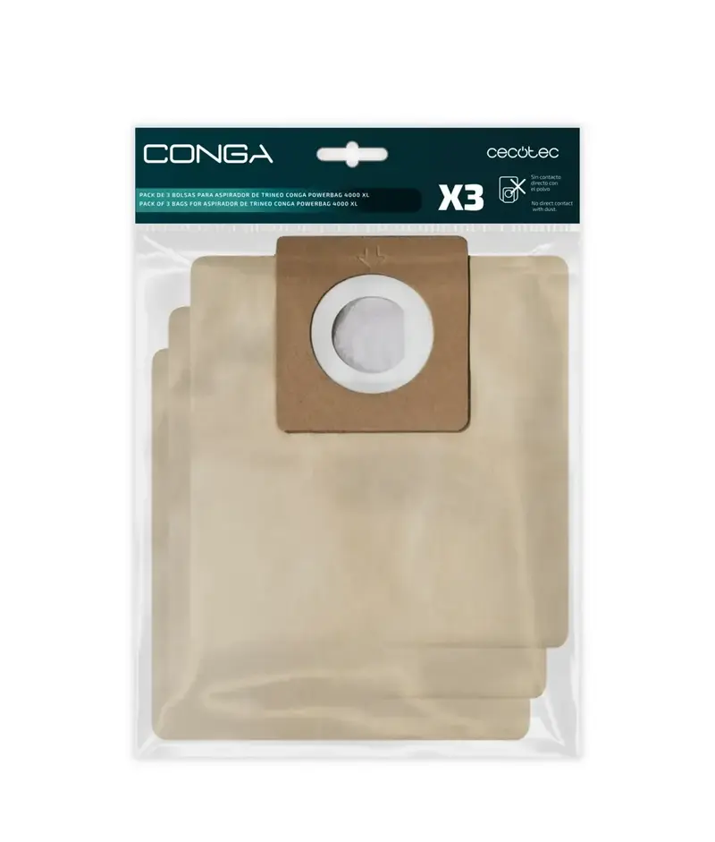 Pack de 3 Bolsas de Alto Rendimiento para Aspirador Conga Powerbag 4000 XL de Cecotec