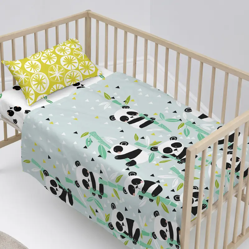Panda garden blue Juego de sábanas cuna 2 piezas