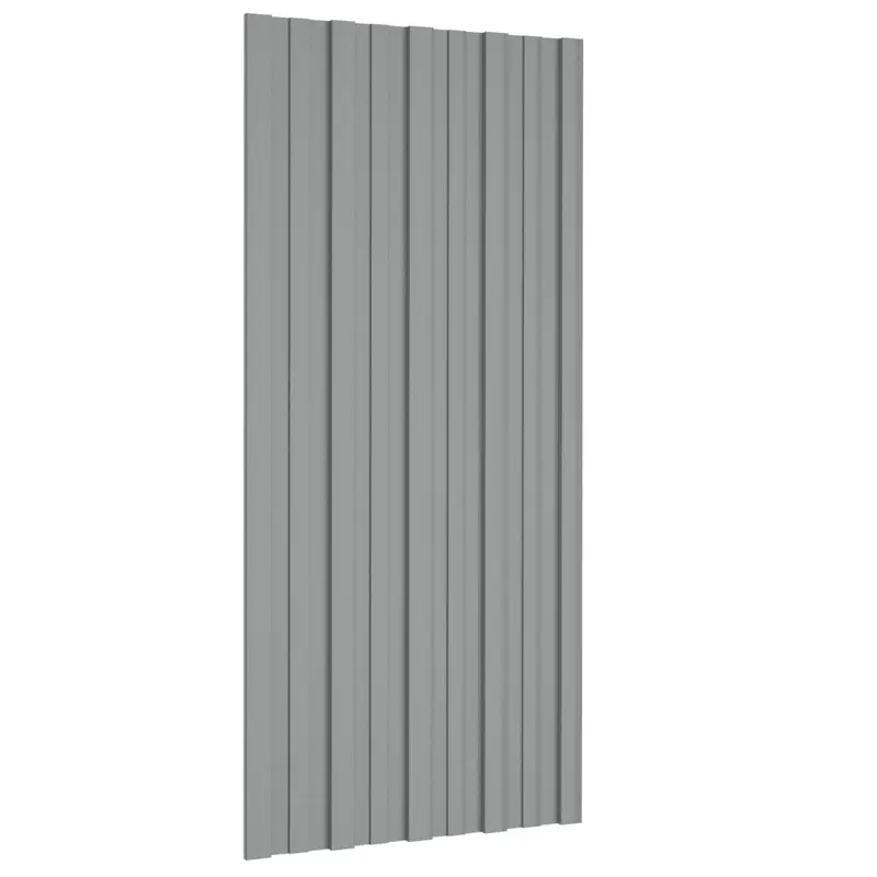 Panel de techo 12 pcs Gris 100 x 45 cm Acero galvanizado