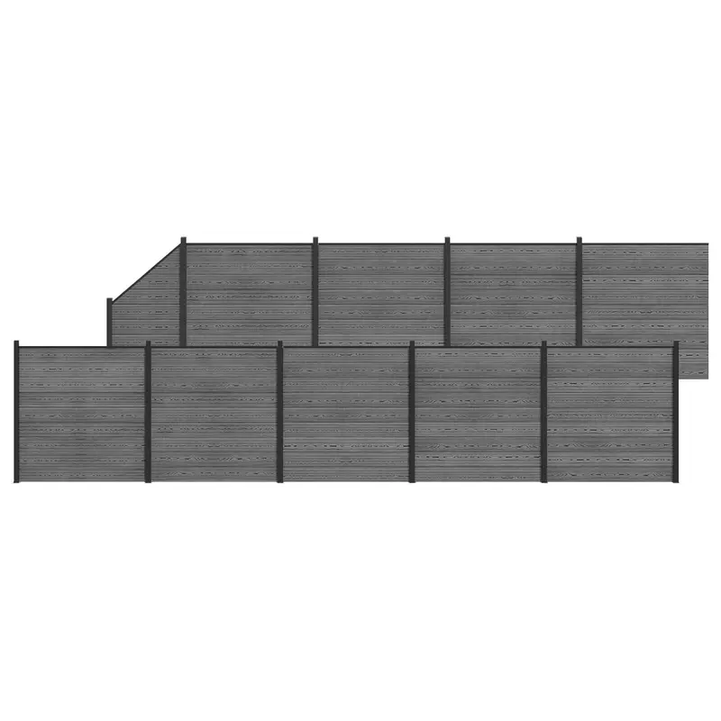 Panel de valla 10 pcs WPC y Aluminio Gris