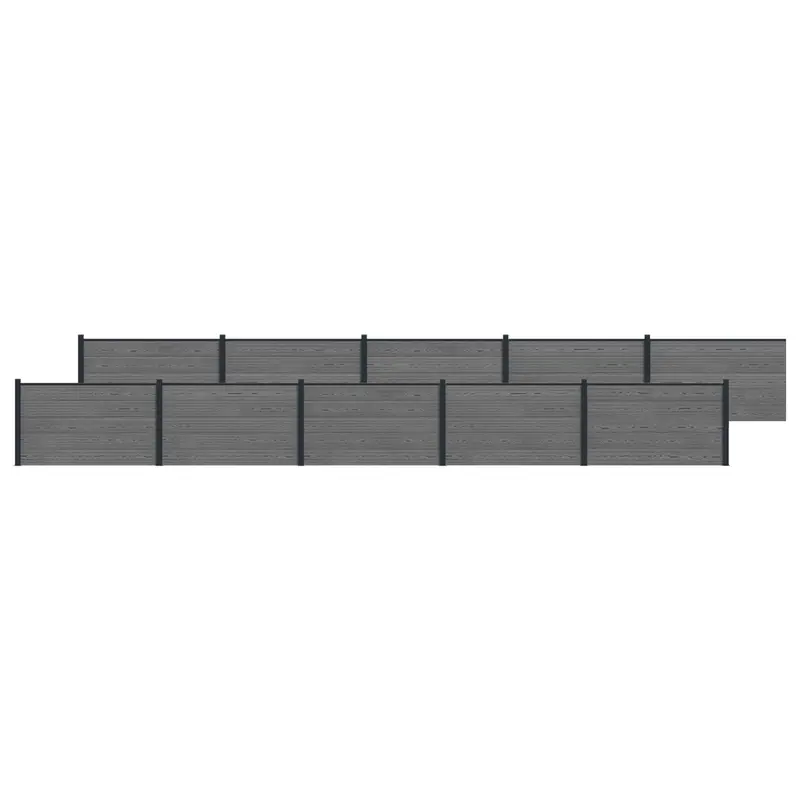 Panel de valla 10 pcs WPC y Aluminio Gris