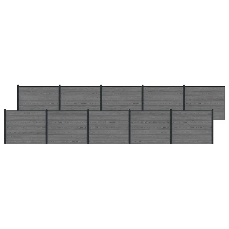 Panel de valla 10 pcs WPC y Aluminio Gris