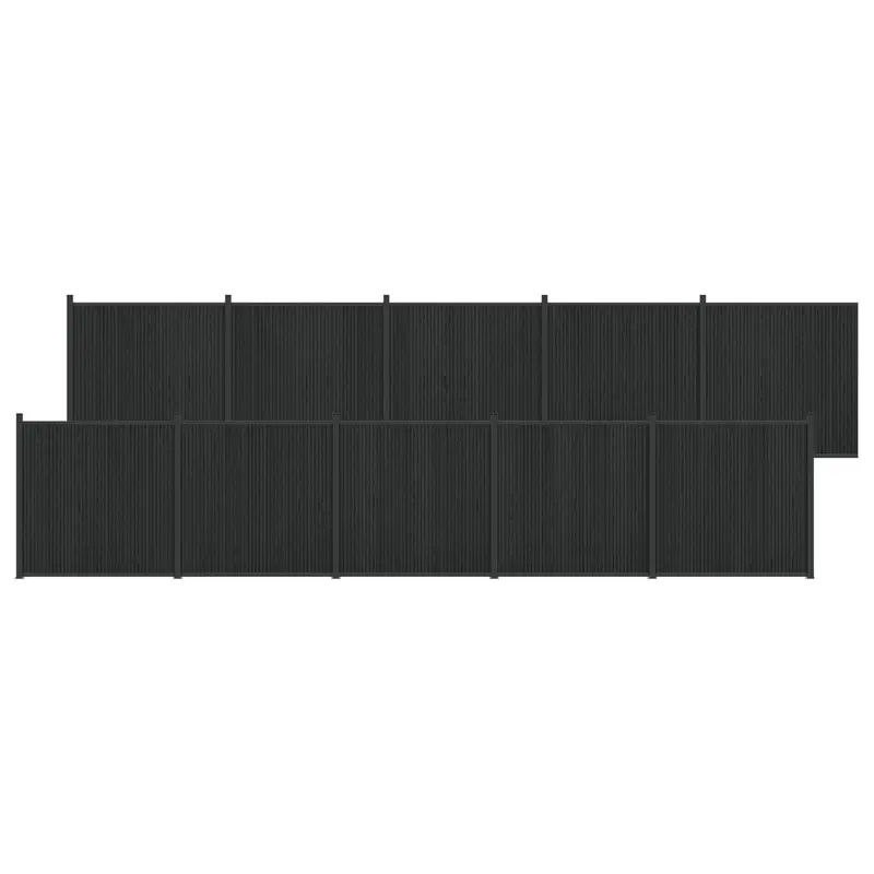 Panel de valla 10 pcs WPC y Aluminio Negro