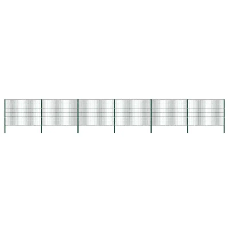 Panel de valla con postes de hierro 1040x120 cm verde