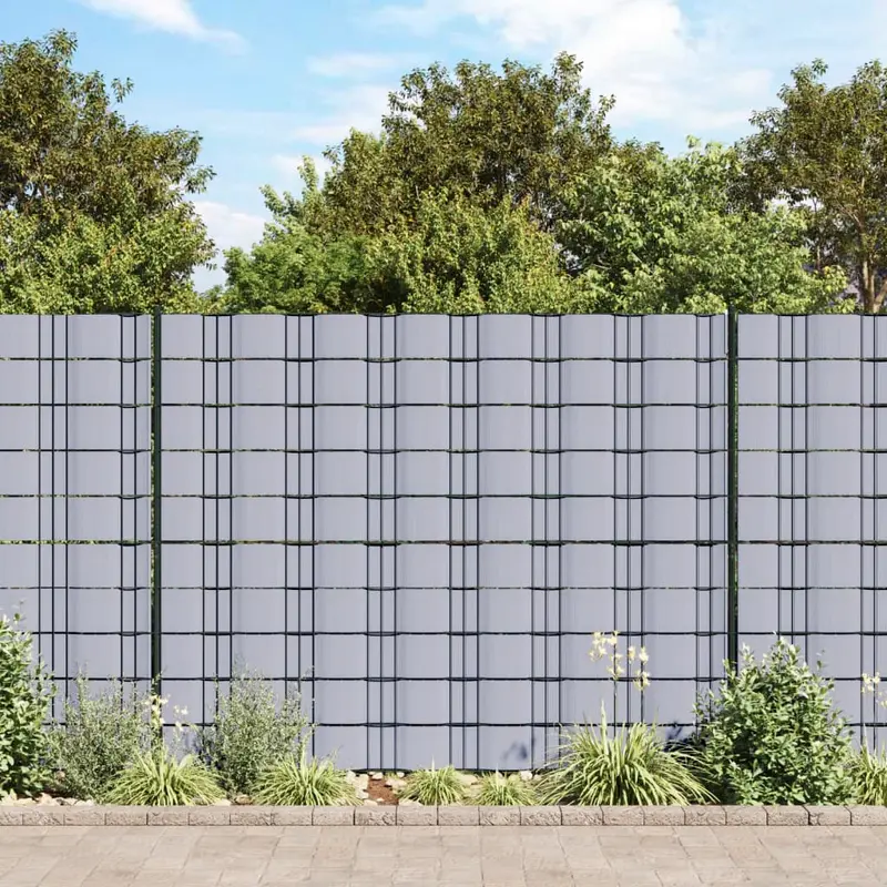 Panel de valla de PVC gris claro 70x0,19 m