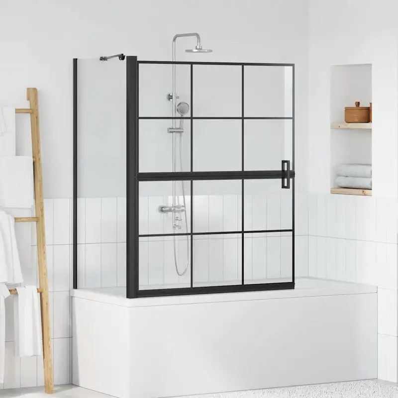Pantalla de ducha de baño 100 x 68 x 128 cm vidrio templado