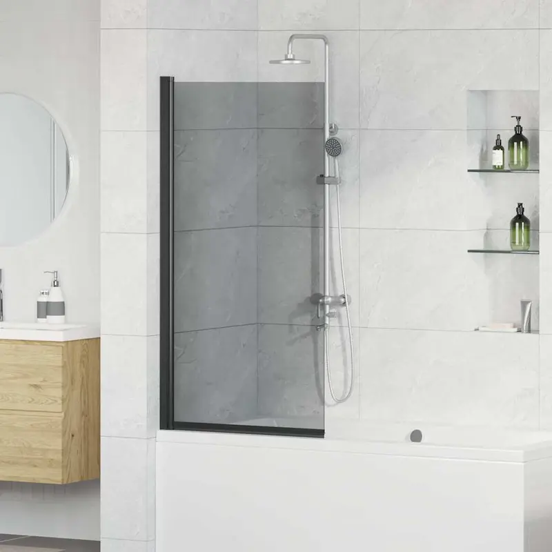 Pantalla de ducha de baño Negro 68 x 130 cm Vidrio templado