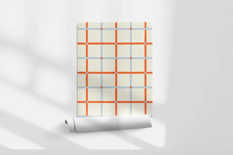 Papel pintado Cuadros Manos Libres Naranja Azul Claro L