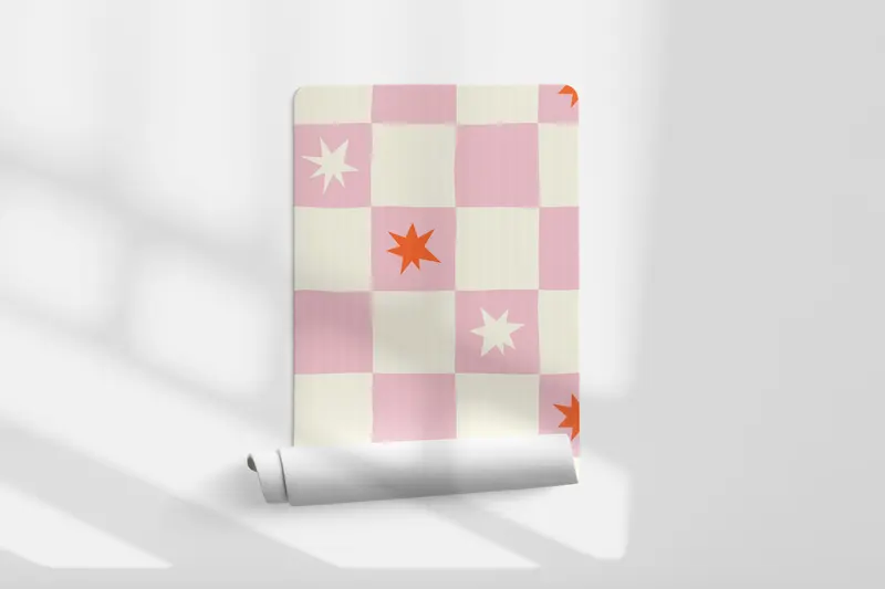 Papel pintado Cuadros Rustico Naranja Rosa L