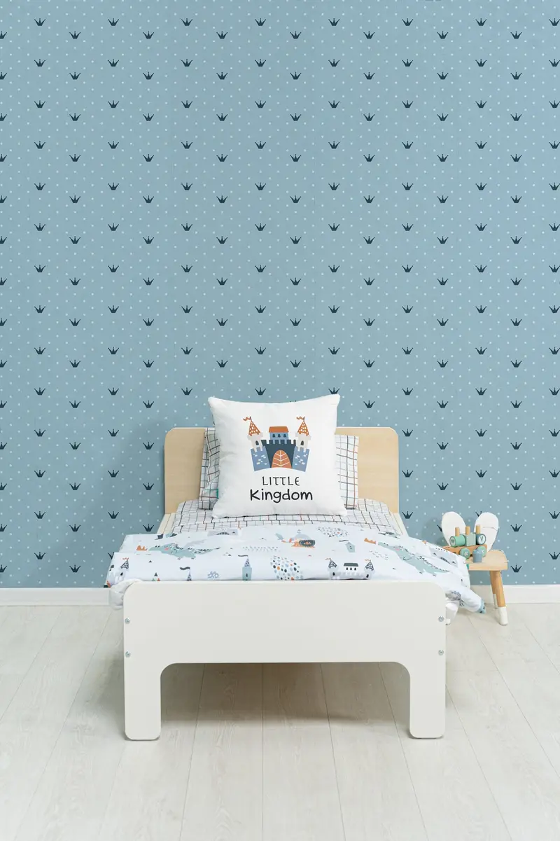 Papel pintado Infantil Coronas Azul