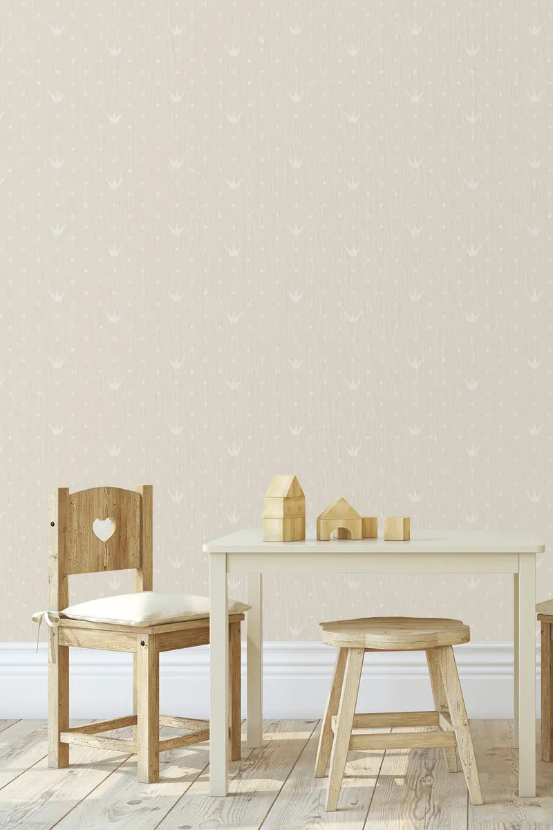 Papel pintado Infantil Coronas Beige