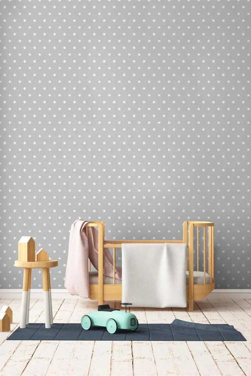 Papel pintado Infantil Estrellitas Gris