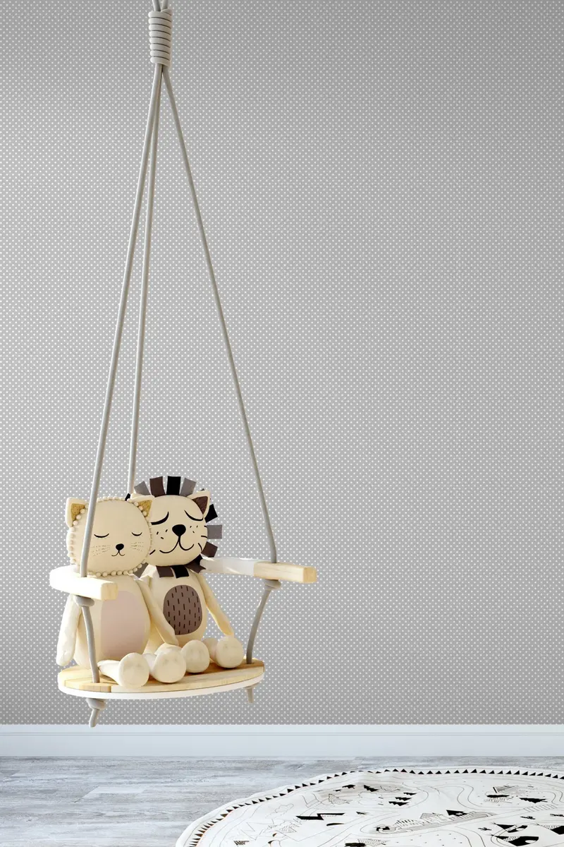 Papel pintado Infantil Lunares Gris
