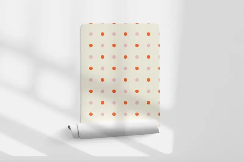 Papel pintado Puntos Irregulares Beige Rosa Naranja M