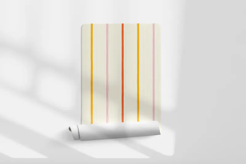 Papel pintado Rayas Finas Ocre Naranja Rosa L