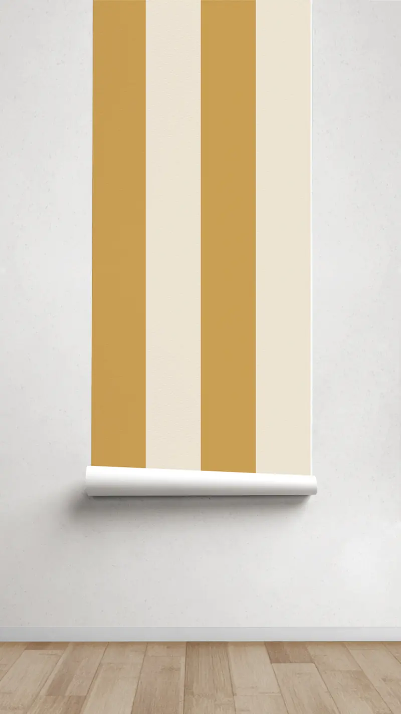Papel pintado Texturizado Rayas M Mostaza Crema