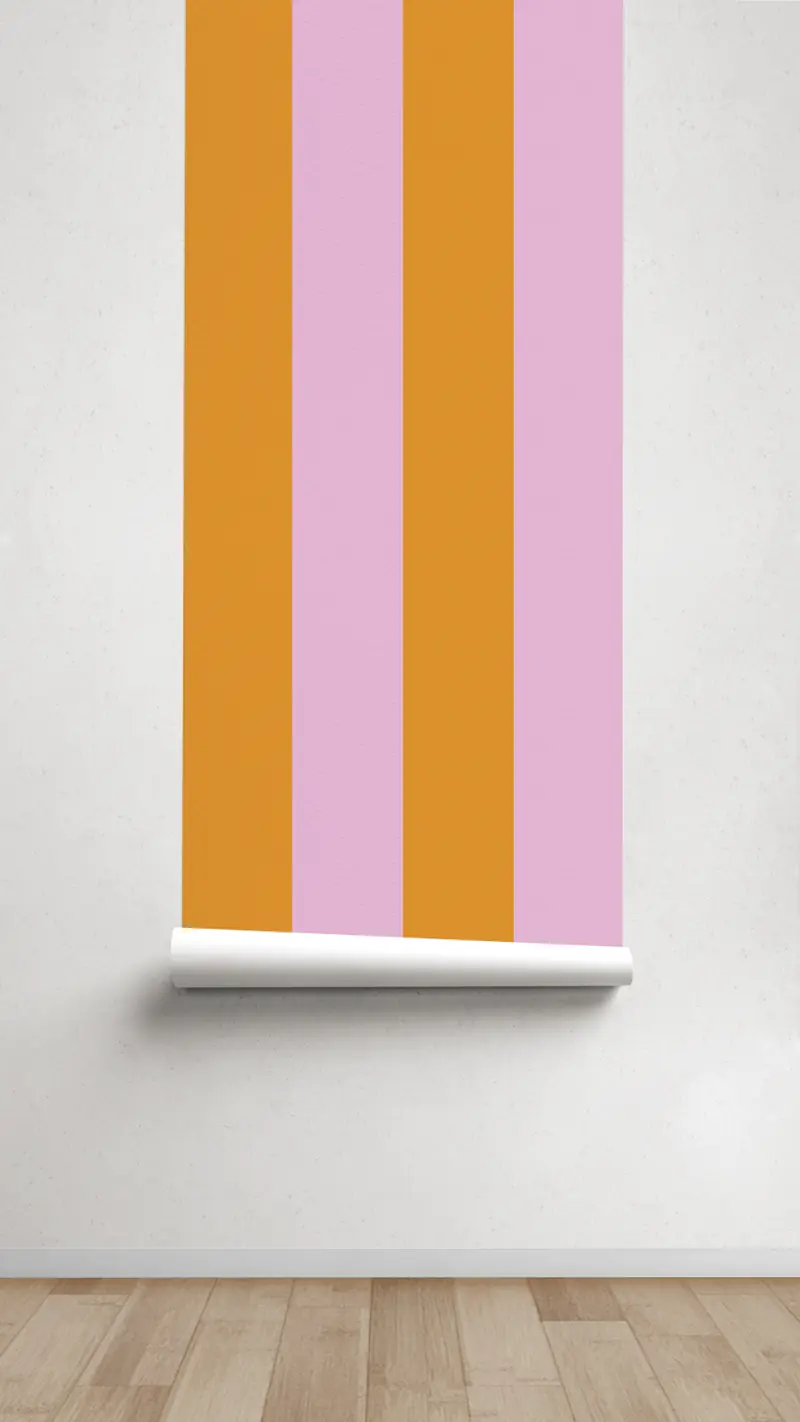 Papel pintado Texturizado Rayas M Rosa Naranja