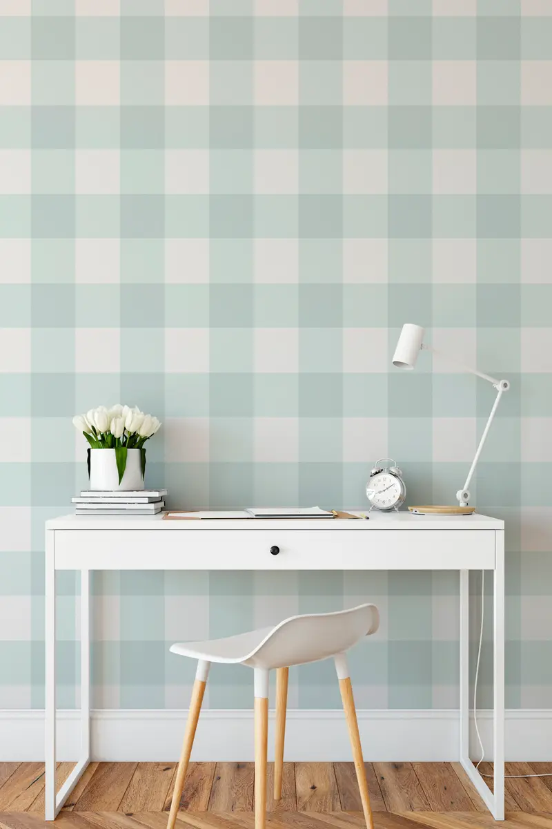 Papel pintado Texturizado Vichy L Agua Marina