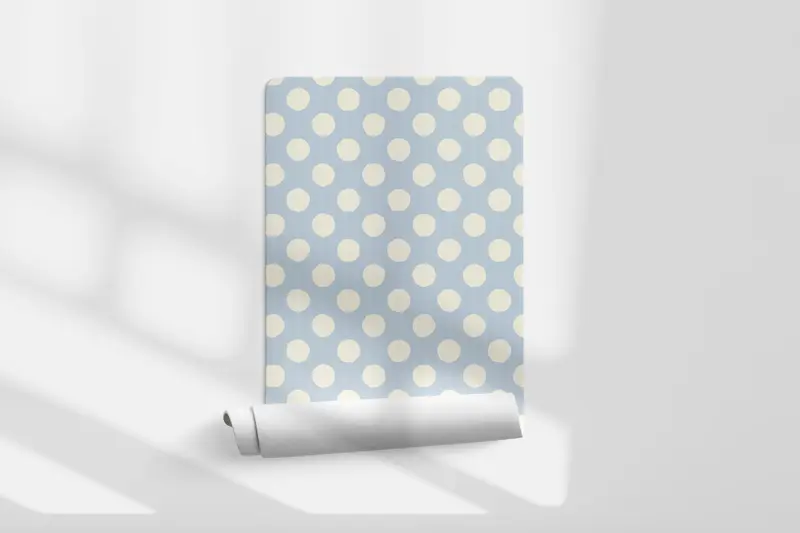 Papel pintado Topos Irregulares Azul Claro Crema M