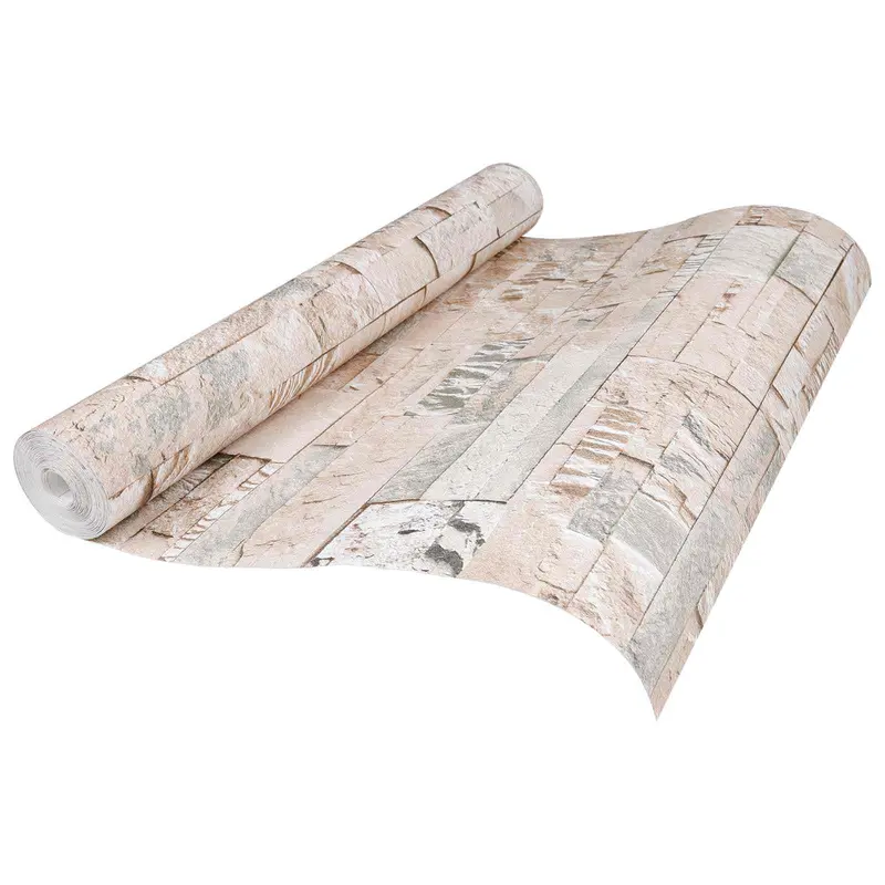 Papel tapiz 3D de piedra Beige 10 x 0,53 m Tela no tejida