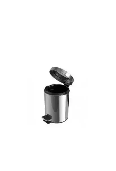Papelera de Baño 28 cm Acero Inoxidable Cromo y Negro Luxe Unisan