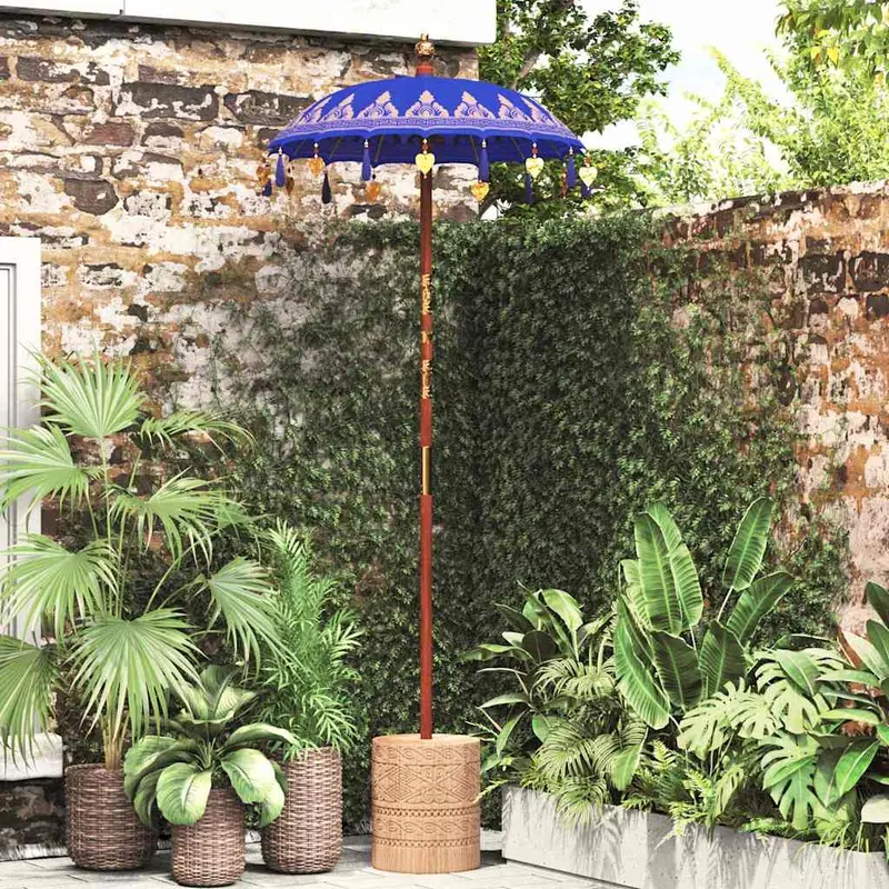 Parasol Balinés Azul 125 x 125 x 260 cm Algodón