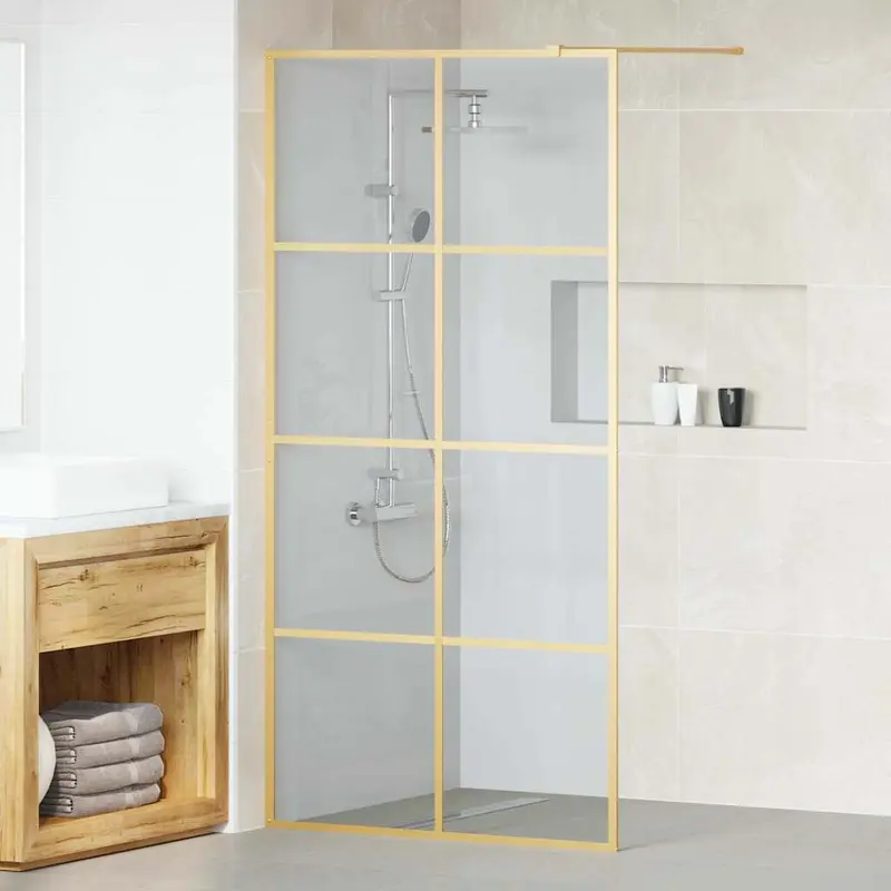 Pared de Ducha Walk-in Dorado 100 x 195 cm vidrio templado