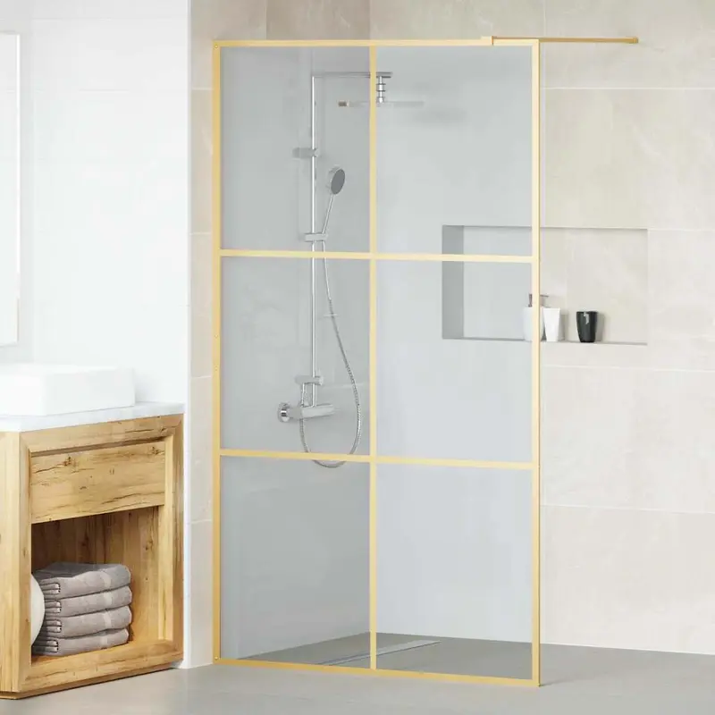 Pared de Ducha Walk-in Dorado 115 x 195 cm vidrio templado