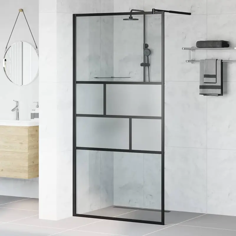 Pared de Ducha Walk-in Negro 100 x 195 x 0,5 cm