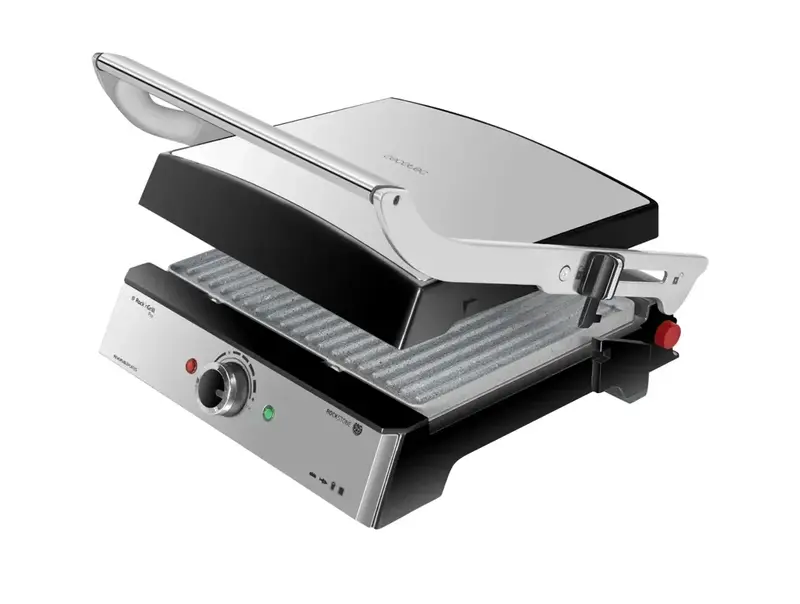 Parrilla Eléctrica 2000W con Placas Reversibles y Revestimiento Rockstone de Cecotec