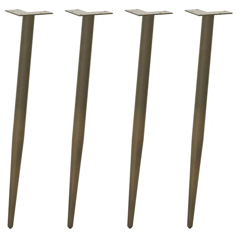 Patas cónicas para mesa consola , 4 unidades, acero natural, 72-73 cm, acero