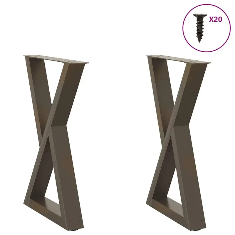 Patas para mesa de comedor (2 unidades, acero natural, 50 x 72-73,3 cm)